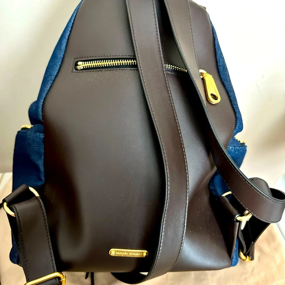 Rebecca Minkoff Navy Backpack with Gold Hardware - Picture 3 of 5